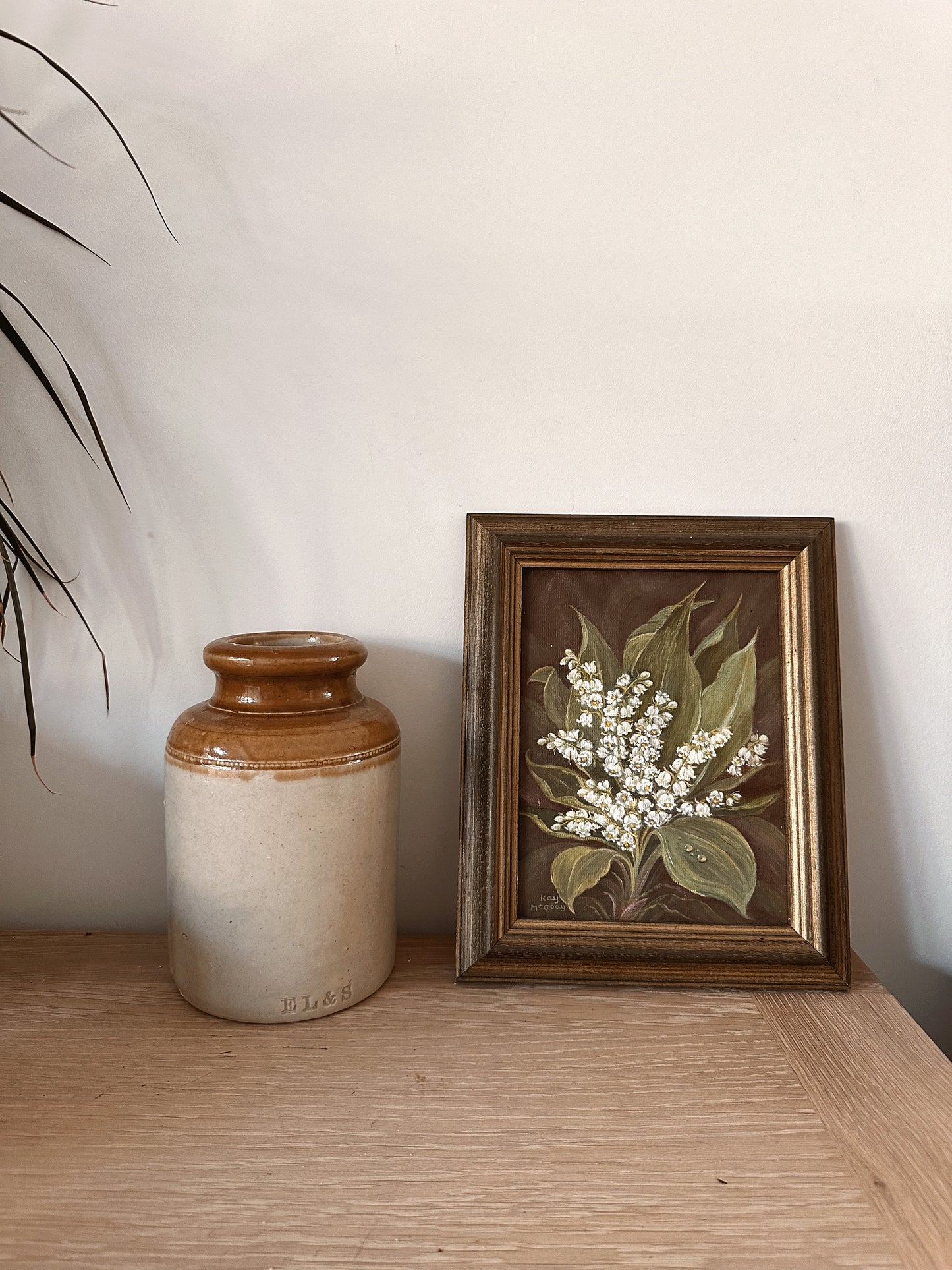 Lily of the Valley miniature oil (Signed)
