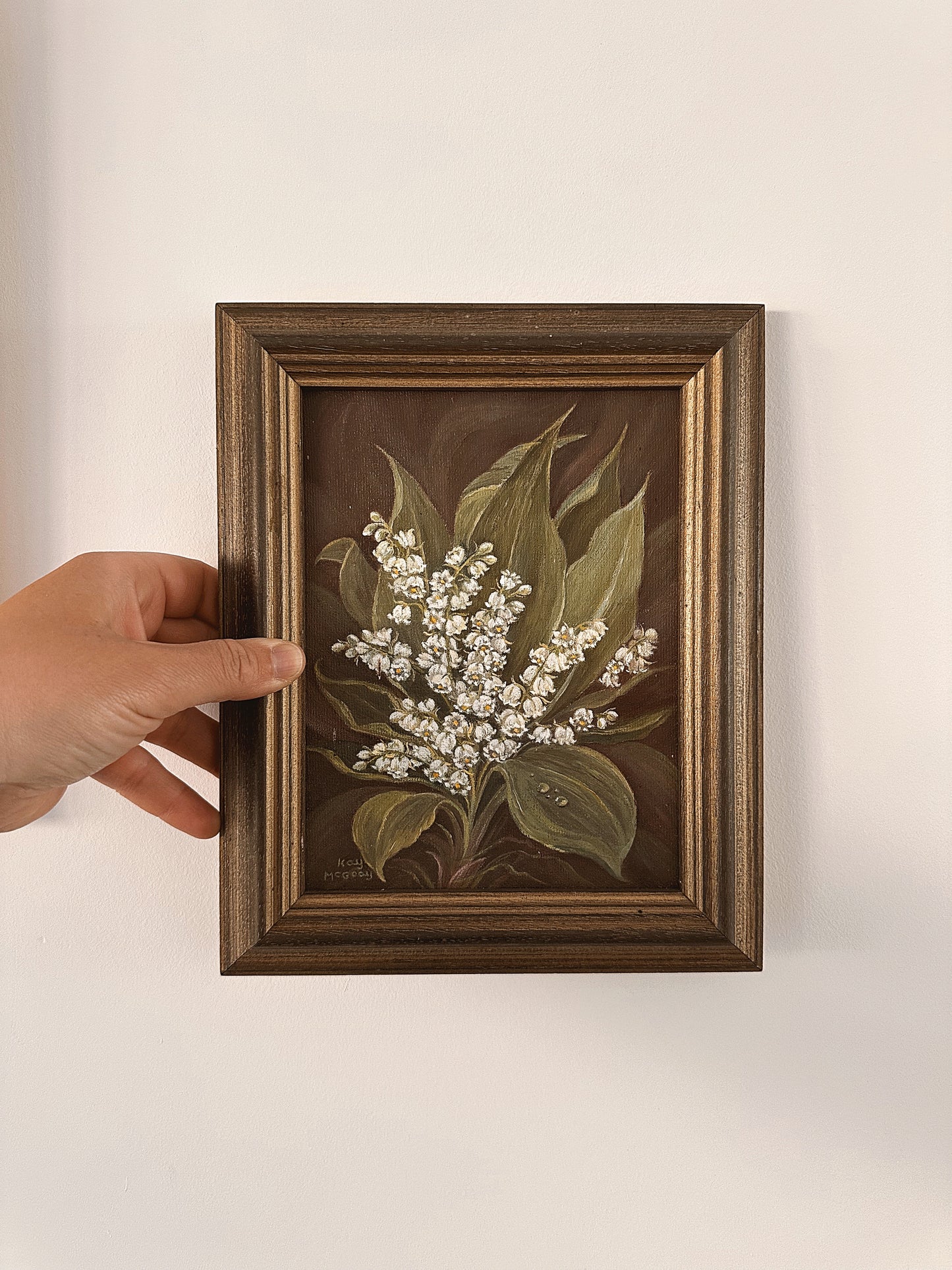 Lily of the Valley miniature oil (Signed)