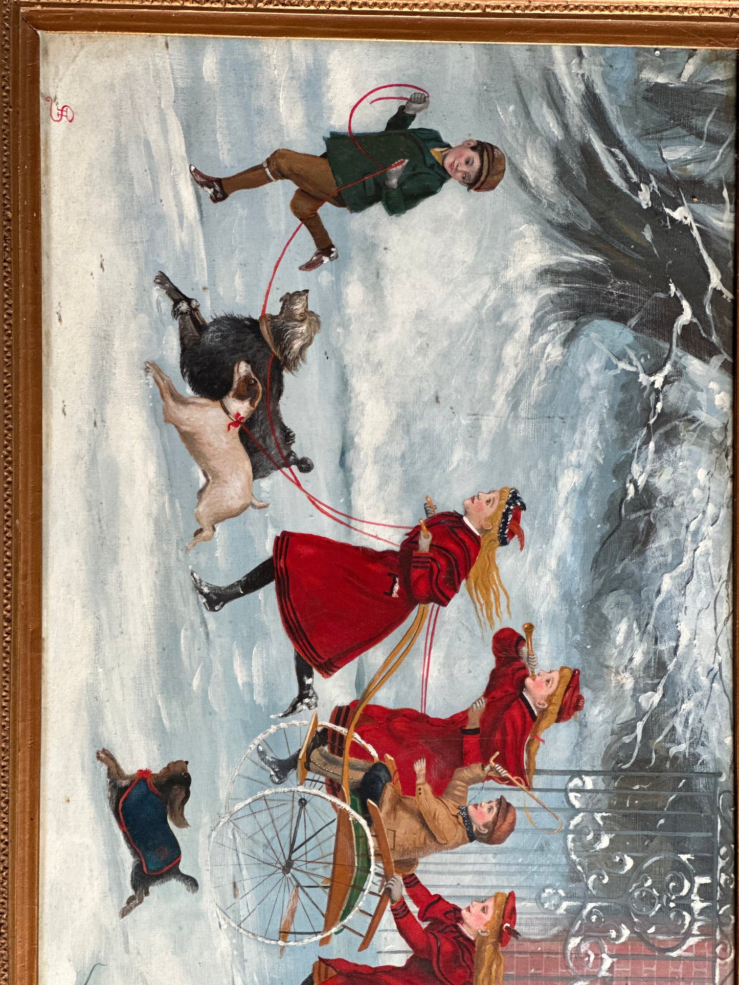 19th Century Winter Scene Oil on Board