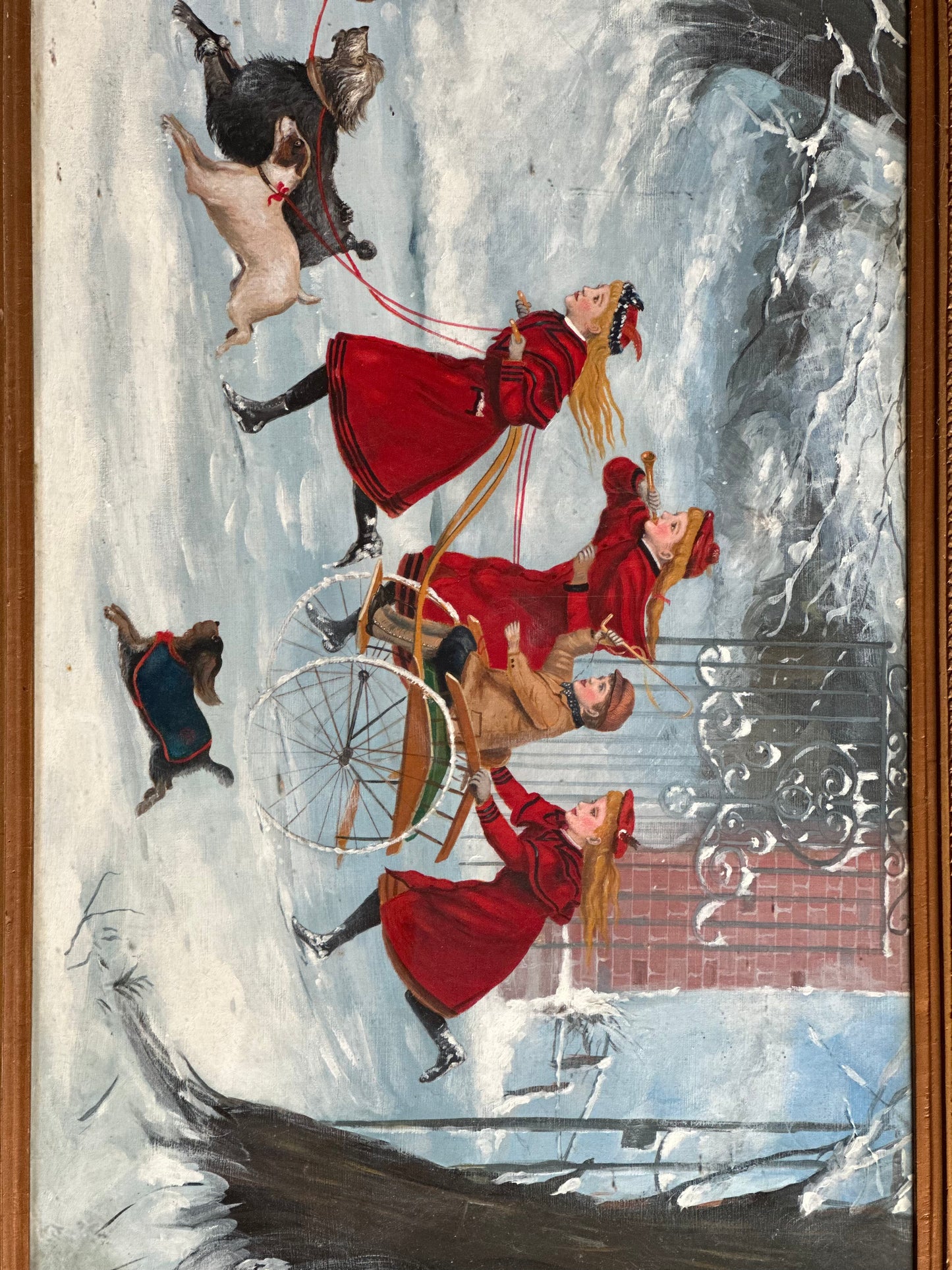 19th Century Winter Scene Oil on Board