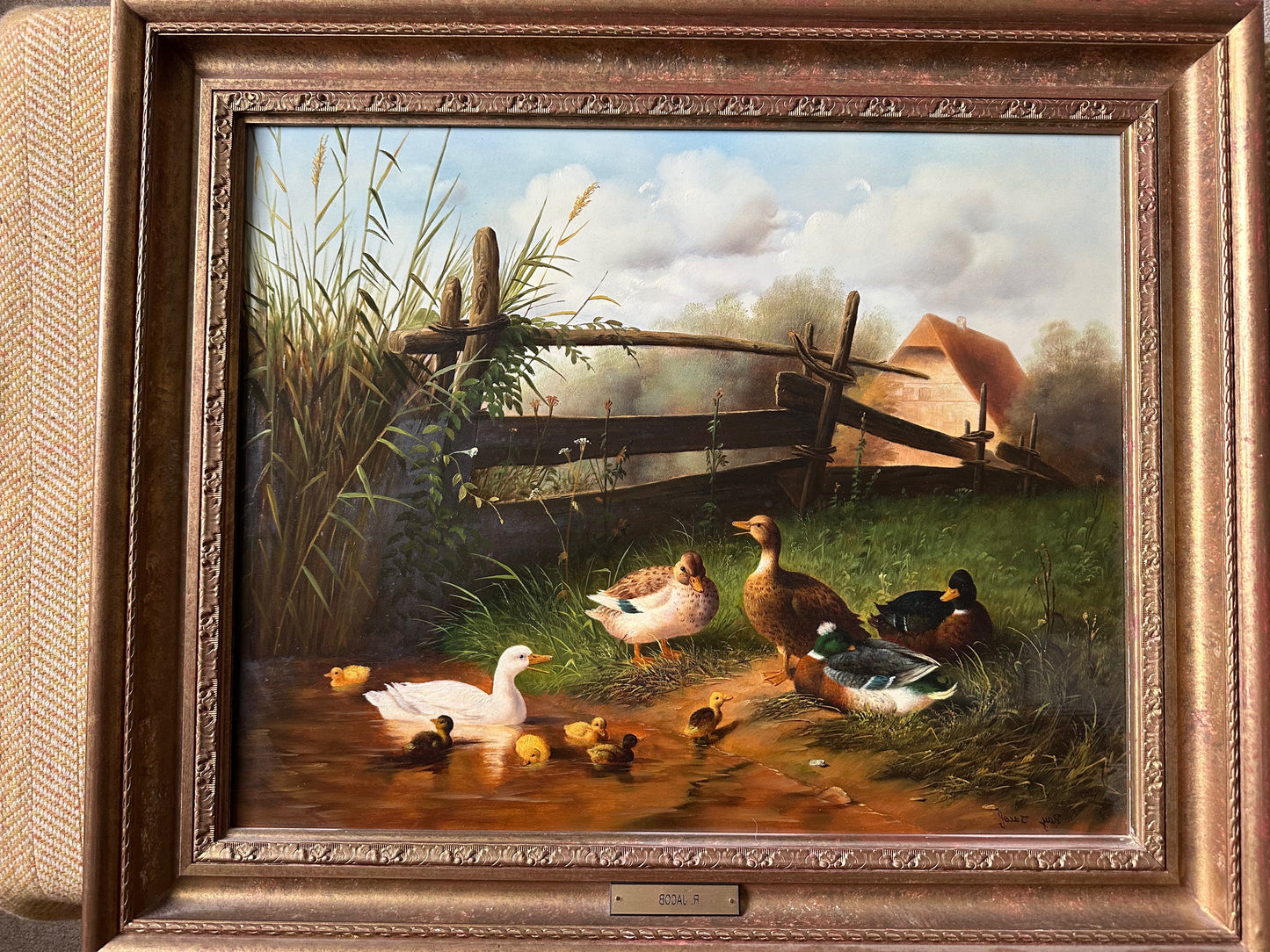 Ray Jacob (1928-2010) oil on board of Ducks and Ducklings