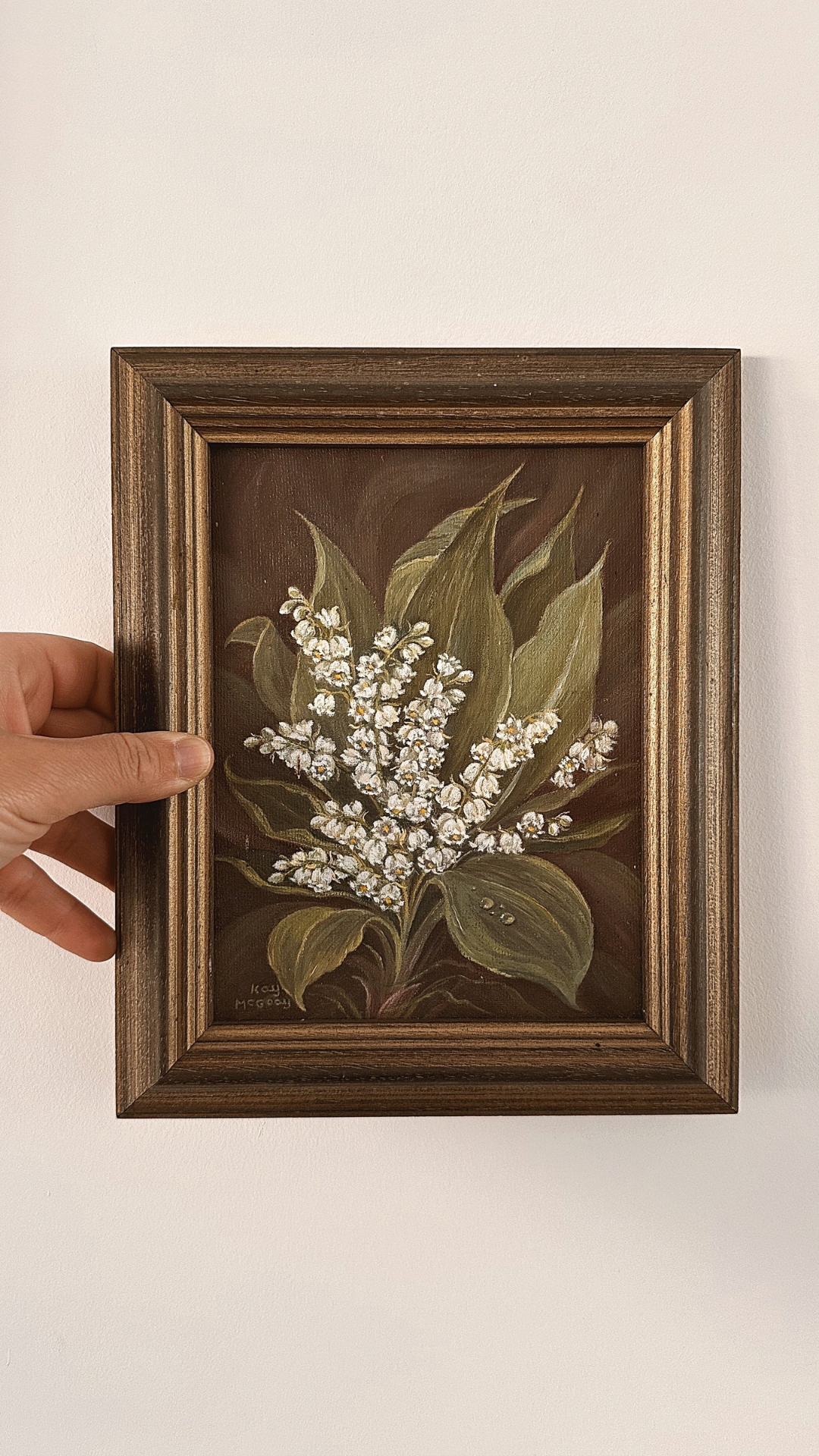 Lily of the Valley miniature oil (Signed)