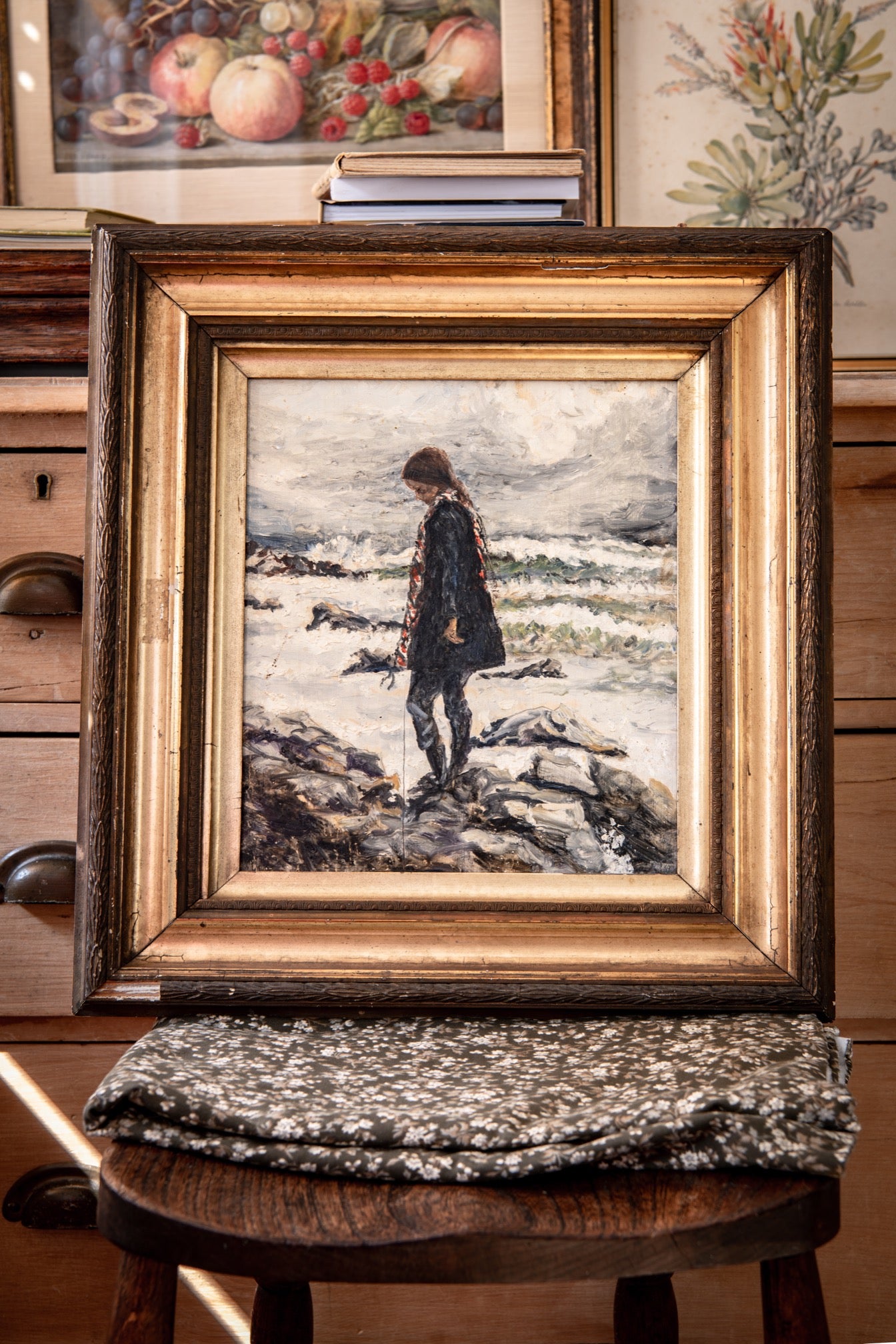 Lone Girl on a windy shore