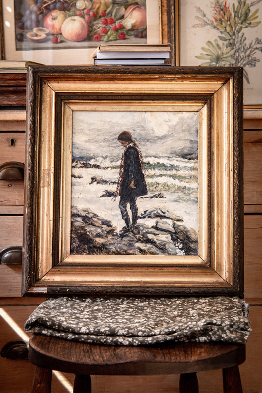 Lone Girl on a windy shore